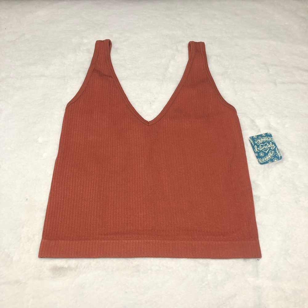 NWT Free People Intimately Solid Rib Brami,Color-Terracotta,Size-M/L
